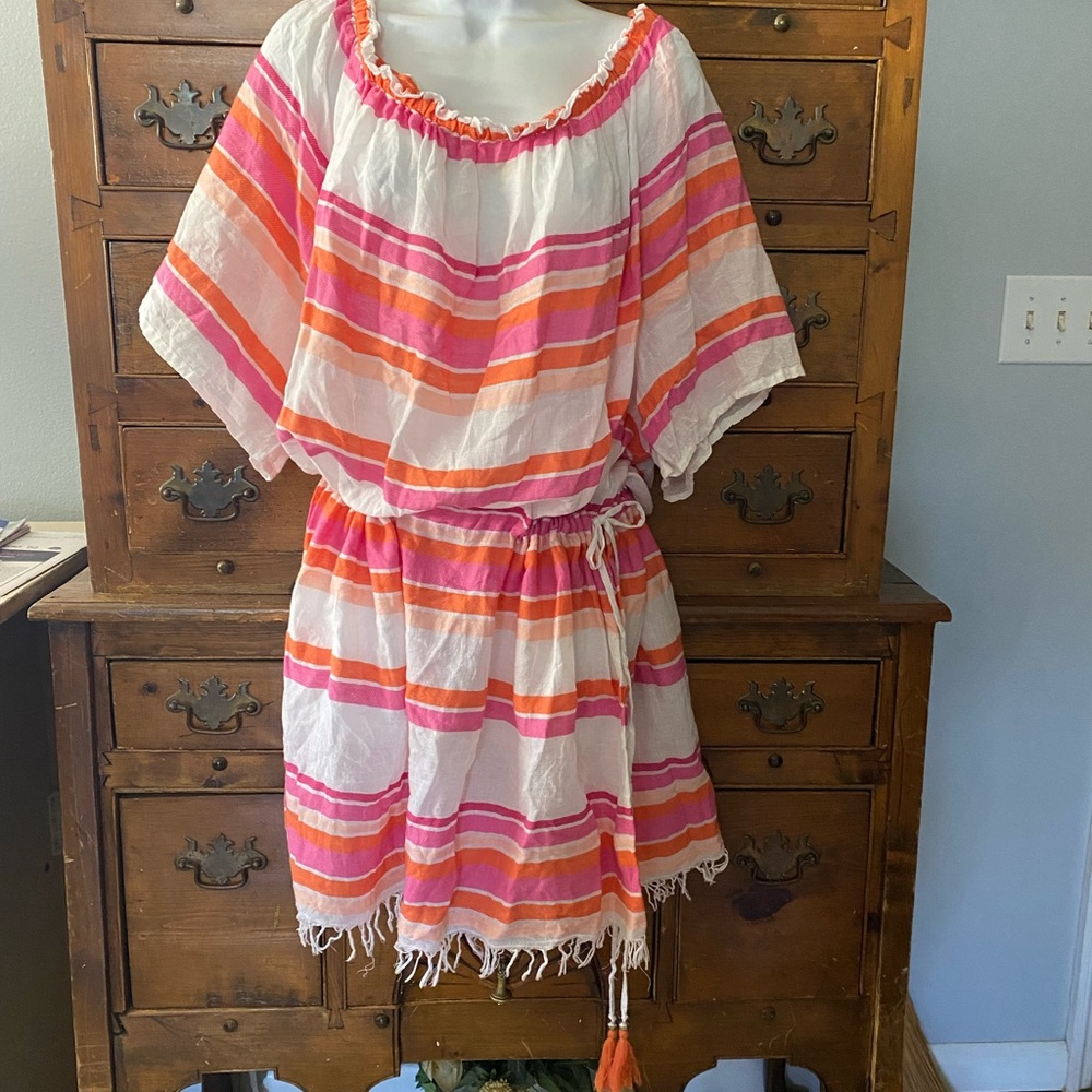 Woman’s Striped Pink and Orange Swimwear Coverup Size 3X